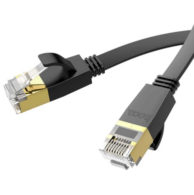 Кабель LAN Hoco US07 General pure copper flat network cable 5M Black