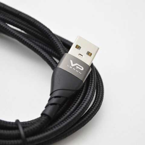 ᐉ Купити Кабель USB Veron LV09 (Lightning) (2m) 2.4A Black за ціною: 254  грн грн в інтернет-магазині «СМА»