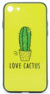 Чехол с рисунком (принтом) Glass with TPU Case для iPhone 6/6S Cactus