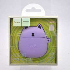 Дитячі бездротові навушники TWS (Bluetooth) Hoco Kids Design EW45 Lilac Cat (Бузковий кіт)