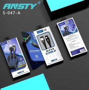 Кабель ANSTY S-047-A Micro USB LED Snake Nylon 5A 1M Чорний