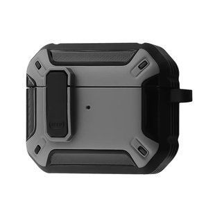 Противоударный чехол накладка Defender Case для Apple Airpods 4 Grey Black (Серый + Черный)
