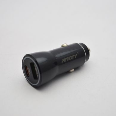 Автомобільна зарядка ANSTY CAR-07 (1 USB 18W / 1 Type-C 20W PD) Black