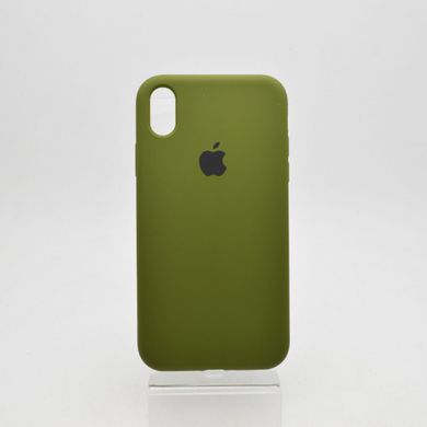 Чехол матовый с логотипом Silicon Case Full Cover для iPhone Xr Dark Olive