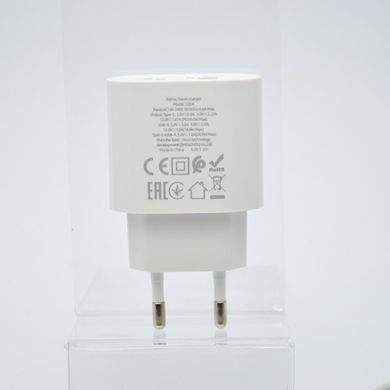 Зарядний пристрій Hoco C95A Lineal (Type-C PD20W / USB QC3.0) з кабелем Type-C to Lightning White
