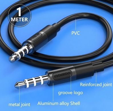 AUX кабель Denmen 3.5mm to 3.5mm 1M Black