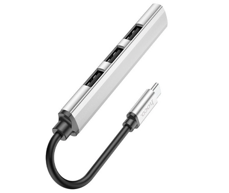 HUB USB Hoco HB26 4in1 adapter (Type-C to 1USB3.0+3USB2.0) Silver