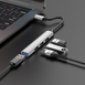 HUB USB Hoco HB26 4in1 adapter (Type-C to 1USB3.0+3USB2.0) Silver