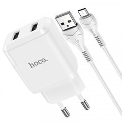 Зарядное устройство Hoco N7 Speedy 2 USB 2.1A c кабелем MicroUSB White