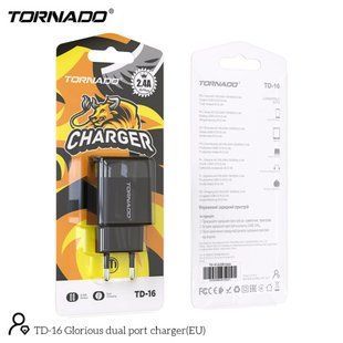 СЗУ Tornado TD-16 2USB 2.4A Black, Черный