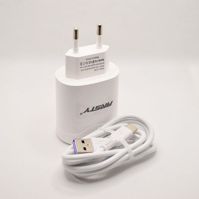 Сетевое зарядное устройство ANSTY Q-026-T с Type-C кабелем 1USB 3A 18W White