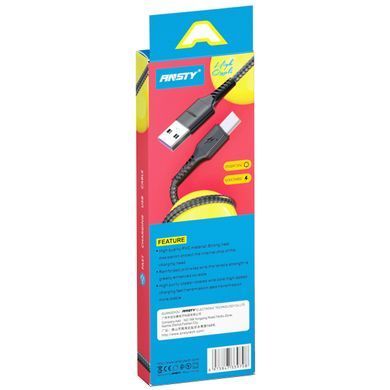 Кабель ANSTY S-052-T Type-C 3.1A 1M Nylon Чорний