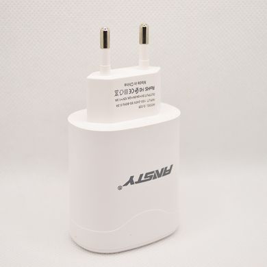 Сетевое зарядное устройство ANSTY Q-026-T с Type-C кабелем 1USB 3A 18W White