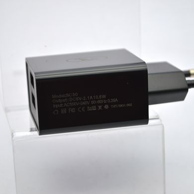 Зарядний пристрій SkyDolphin SC30L 2USB 2.1A з кабелем Lightning Black/Чорний