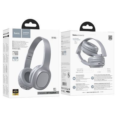 Великі бездротові навушники (Bluetooth) Hoco W46 Light Blue Gray