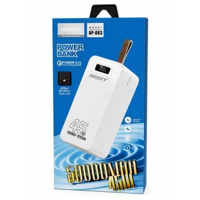 Зовнішній акумулятор Power Bank Ansty AP-083 50000 mAh 45W Black