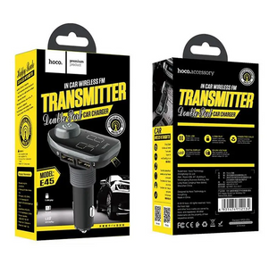 Автомобильная зарядка FM модулятор Hoco E45 Happy Route Dual USB 5V 2.4A Black