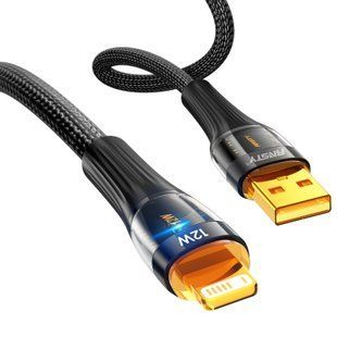 Кабель ANSTY S-053-I Lightning 12W 1M Nylon LED Черный