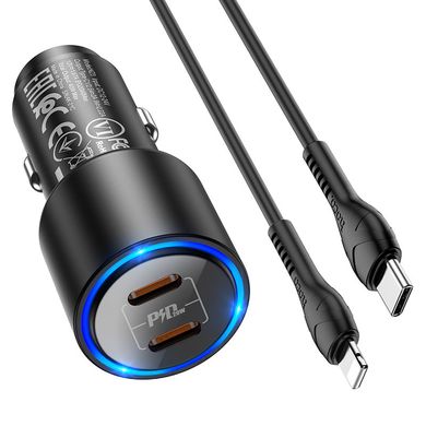 Автомобильное зарядное устройство Hoco NZ3 Clear way Dual USB Type-C 40W Black (черный)