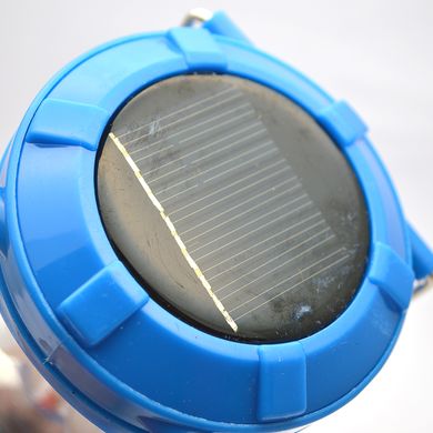 Ліхтар портативний кемпінговий підвісний з сонячною панеллю LED 979 Синій