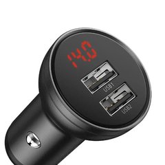 Автомобильное зарядное устройство Baseus Digital Display Dual USB Car Charger 24W 4.8A Серый CCBX-0G
