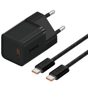 Сетевое зарядное устройство Baseus GaN5 Fast Charger (mini) 1C 30W EU Cable Type-C to Type-C 1m Black P10110902113-00