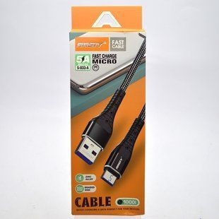 Кабель ANSTY S-033-A Zinc-Nylon Micro USB QC 5A 1M Black
