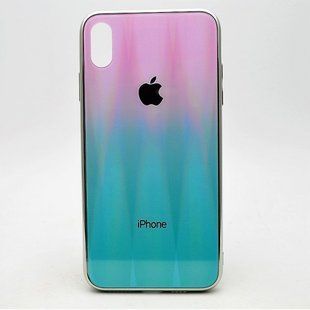 Чехол градиент хамелеон Silicon Crystal for iPhone XS Max Pink-Blue