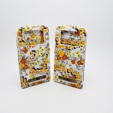Чехол универсальный с цветами для телефона CMA Flip Cover 5.5" дюймов (XXL) Yellow Flowers