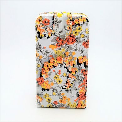 Чехол универсальный с цветами для телефона CMA Flip Cover 5.5" дюймов (XXL) Yellow Flowers