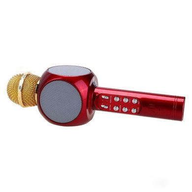 Микрофон колонка караоке с светомузыкой Bluetooth WS-1816 Red