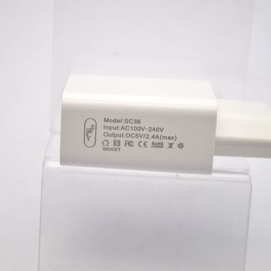 Зарядное устройство SkyDolphin SC36T 1USB 2.4A с кабелем Type-c White/Белый
