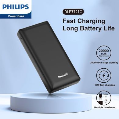 Внешний аккумулятор Power Bank Philips PD 20W 20000 mAh Black