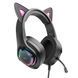 Провідні ігрові навушники з вушками Hoco W107 Сute cat Pink-Black