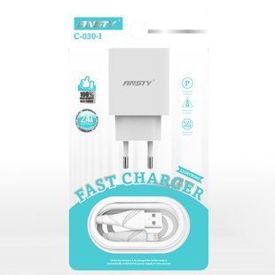 Сетевой зарядный аппарат ANSTY C-030-I with Lightning cable 2.4A 1 USB Белый