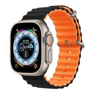 Ремешок для Apple Watch 42mm/44mm/45mm/49mm Ocean Band Black Orange (Черный с оранжевым)