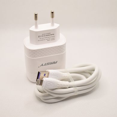Мережевий зарядний пристрій ANSTY Q-036-I з Lightning кабелем 1USB 3.1A 18W White