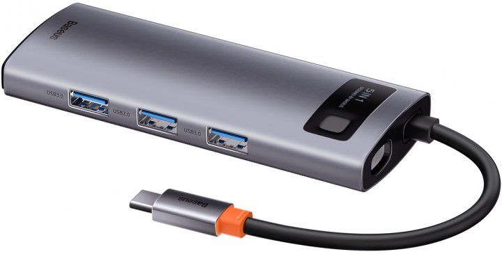 USB HUB Baseus Metal Gleam Series 5 in 1 Multifunctional Docking Station Gray (CAHUB-CX0G)