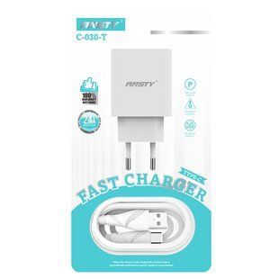 Мережевий зарядний пристрій ANSTY C-030-T with Type-C cable 2.4A 1 USB Білий