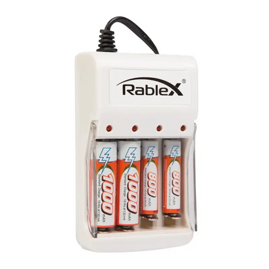 МЗП для акумуляторних батарейок Rablex RB115 чотирьохканальний AAA+AA White