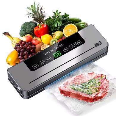 Вакуумный упаковщик для продуктов с LED-дисплеем, резаком и 10 пакетами Black