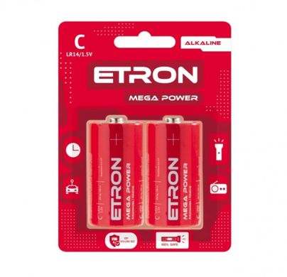Батарейка Etron Mega Power Alkaline LR14 size C 1.5V