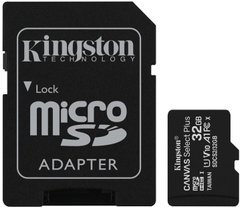 Карта памяти KINGSTON microSDHC (UHS-1) Canvas Select 32GB Class 10 + SD adapter (R80MB/s)