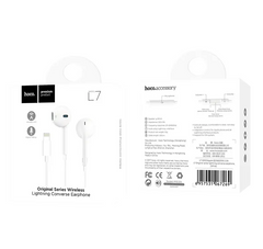 Наушники проводные с микрофоном Hoco L7 EarPods Lightning White