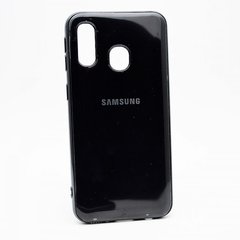 Чехол глянцевый с логотипом Glossy Silicon Case для Samsung A405 Galaxy A40 Black