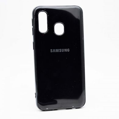 Чехол глянцевый с логотипом Glossy Silicon Case для Samsung A405 Galaxy A40 Black