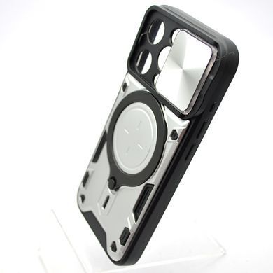 Противоударный чехол Armor Case Stand Case для iPhone 15 Pro Silver