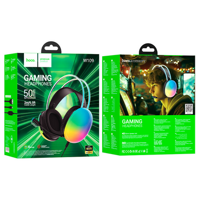 Наушники проводные игровые Hoco W109 Plus RGB Black