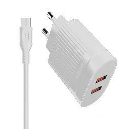 Мережевий зарядний пристрій ANSTY C-015-A with Micro USB cable 2USB 2.4A Білий