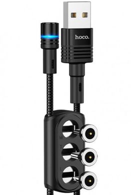 Магнітний кабель 3 в 1 Hoco U98 (Micro/Type-C/Lightning) Black